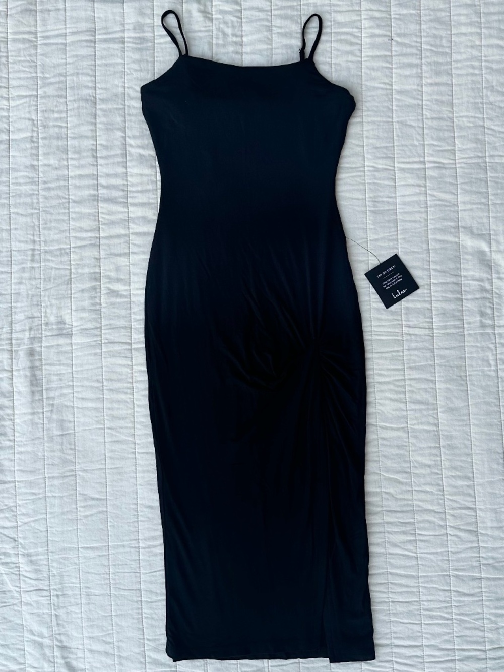 Lulus Black Midi Cocktail Dress | NWT | Size XS | 95% Rayon | Never Worn